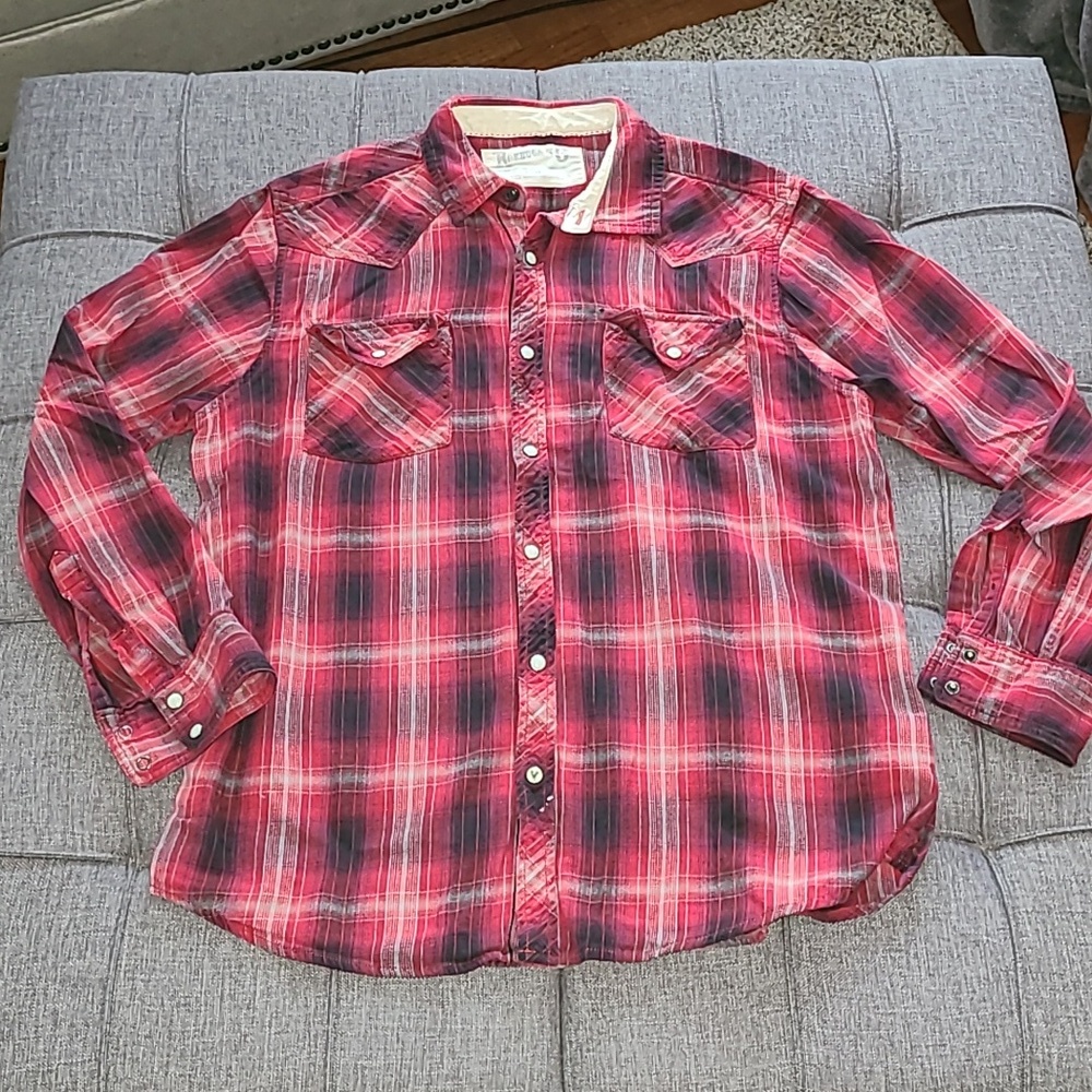 Ladies plaid flannel button down shirt‎ ROEBUCK & CO Large